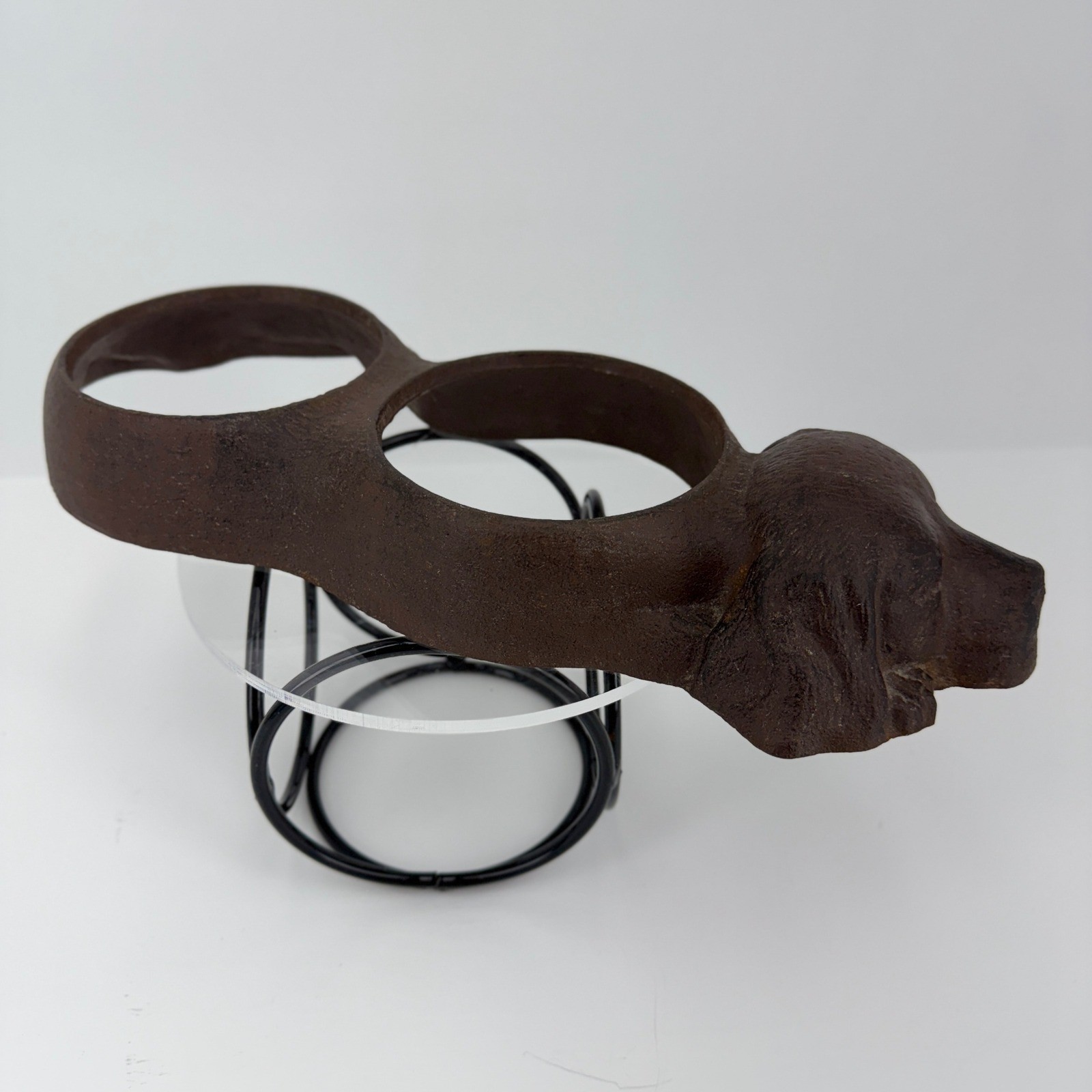 Vintage Cast Iron Dog Feeder Plant Holder Home Garden Cast Iron Sculpture Boho