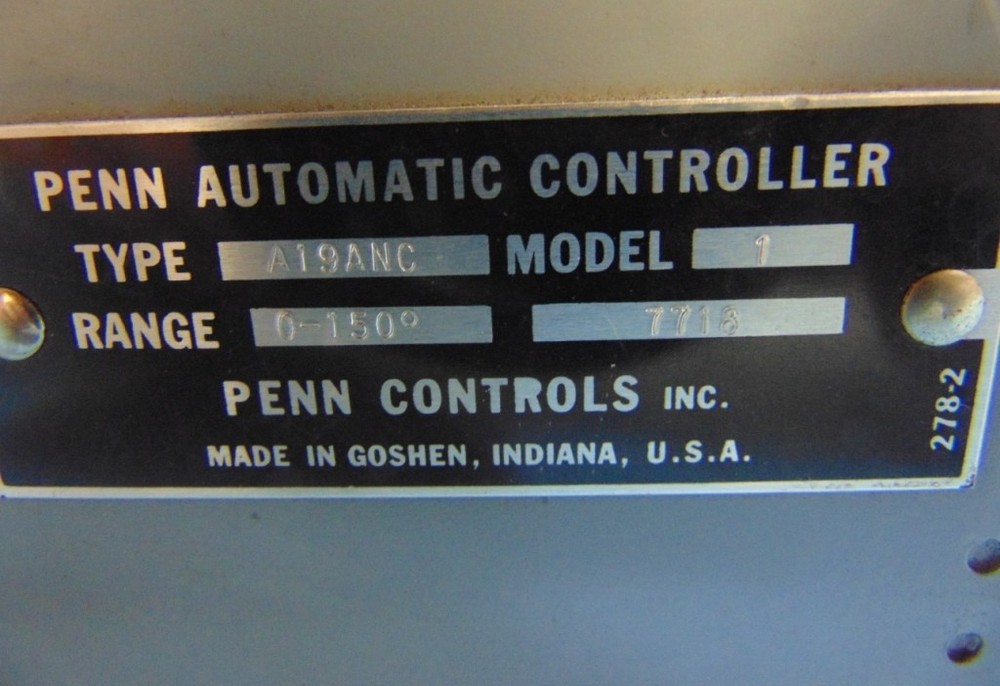 PENN A19AN AUTOMATIC CONTROLLER MODEL: 1 RANGE: 0 - 150°
