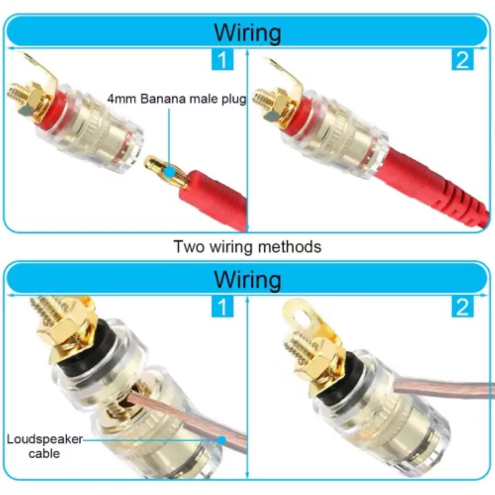 8Pcs 4mm Amplifier Speaker Terminal Binding Post Banana Plug Socket Connector
