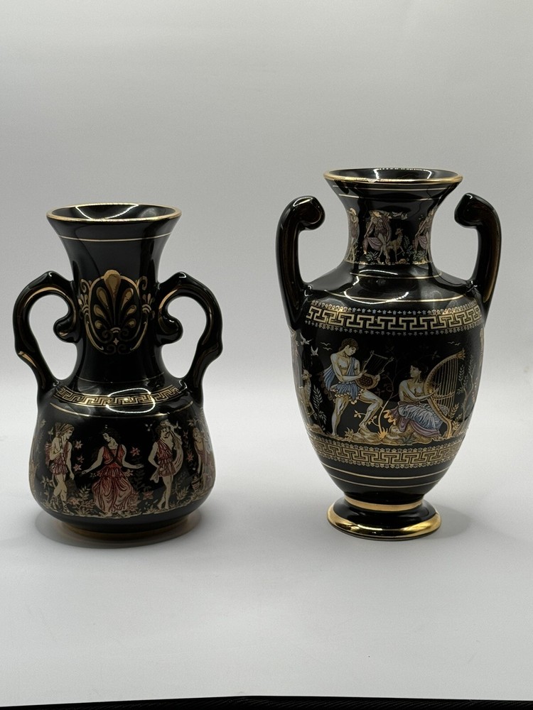 2 -Studio Ceramic 24k Gold Greek Made Vase’s