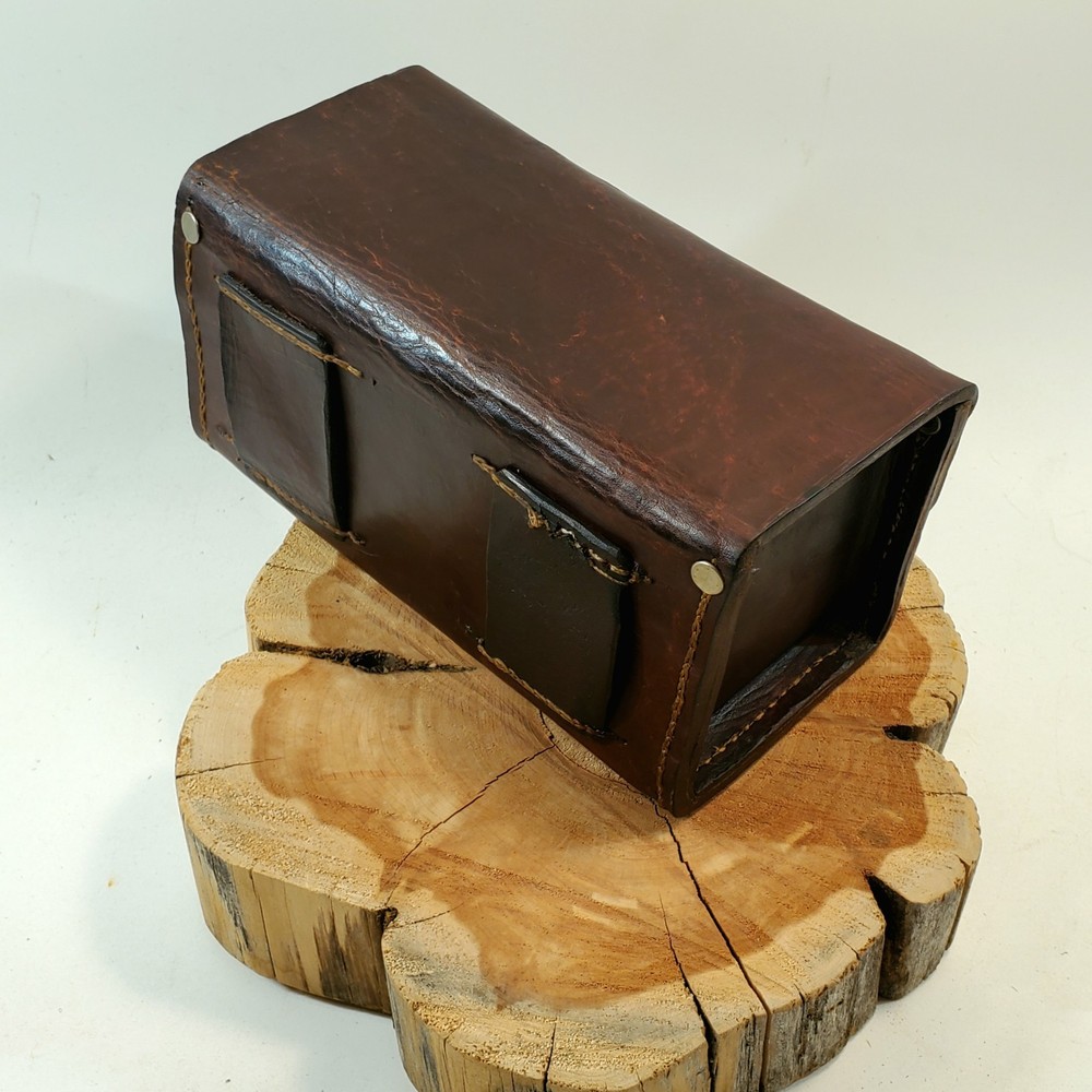 Antique leather ammunition box