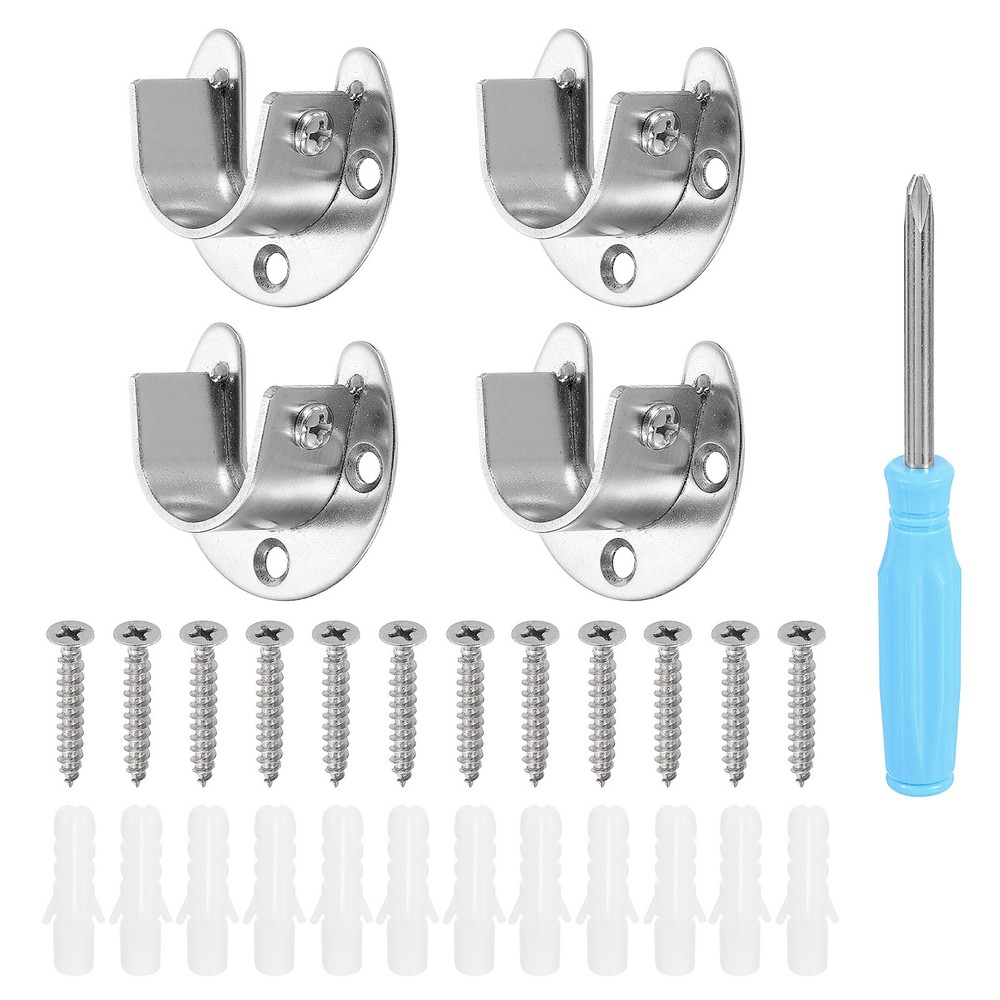 Cabinet Rod Holder, 0.91" Diameter U Flange Bracket