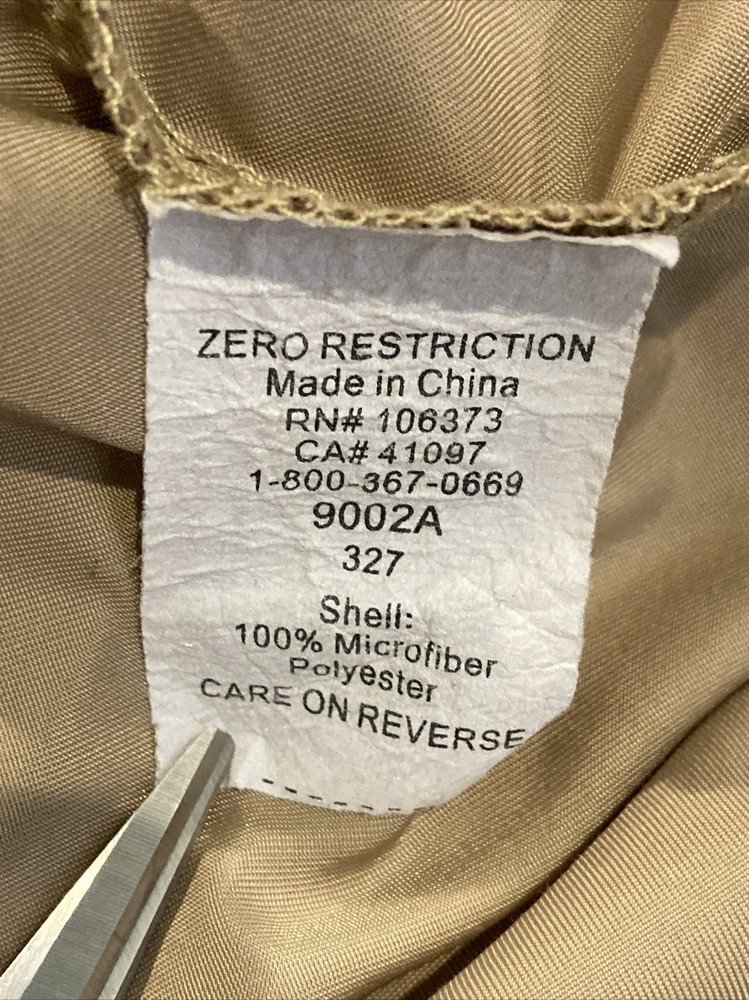 Zero Restriction Golf Mens XL Beige Tan Windbreaker Pullover 1/4 Snap Jacket