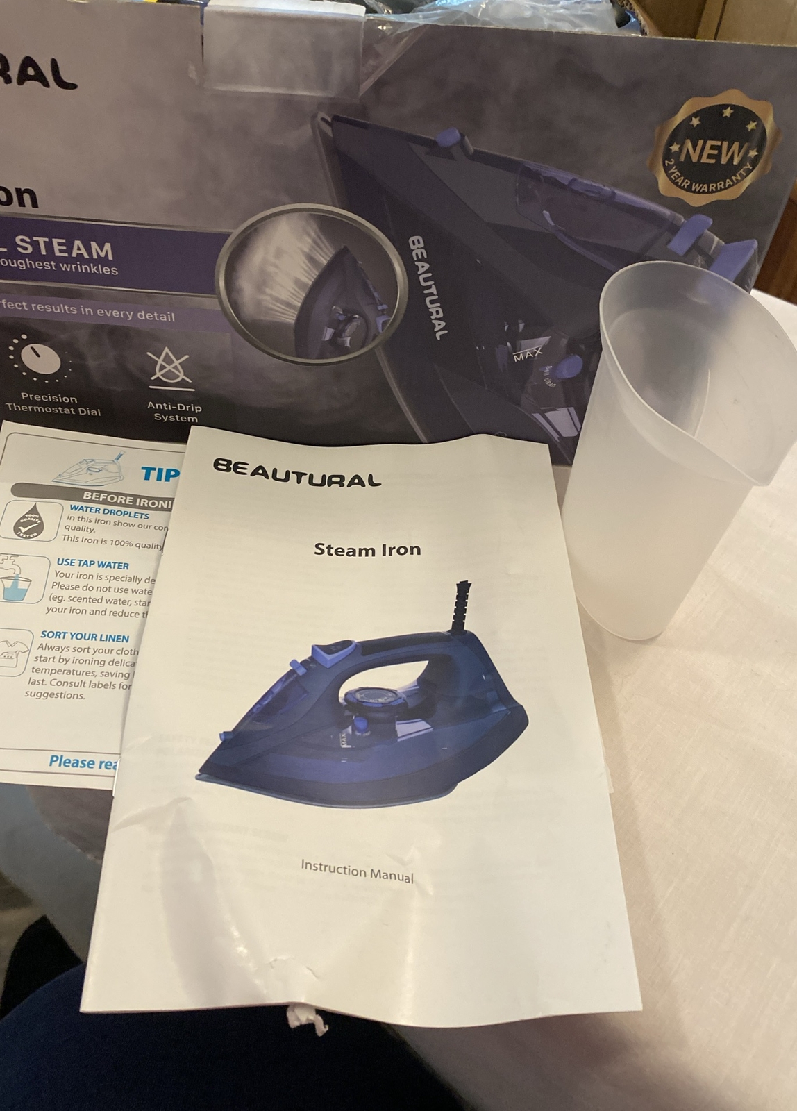 BEAUTURAL Steam Iron for Clothes with Precision Thermostat Dial Ceramic Coated