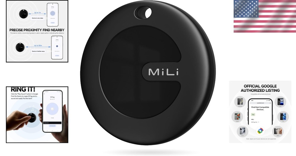 MiLi MiTag Bluetooth Tracker for Android, Smart Air Tracking BLK,