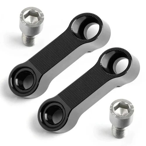 2Pcs Motorcycle Mirror Extender Riser Extension Bracket Blk 10mm M10