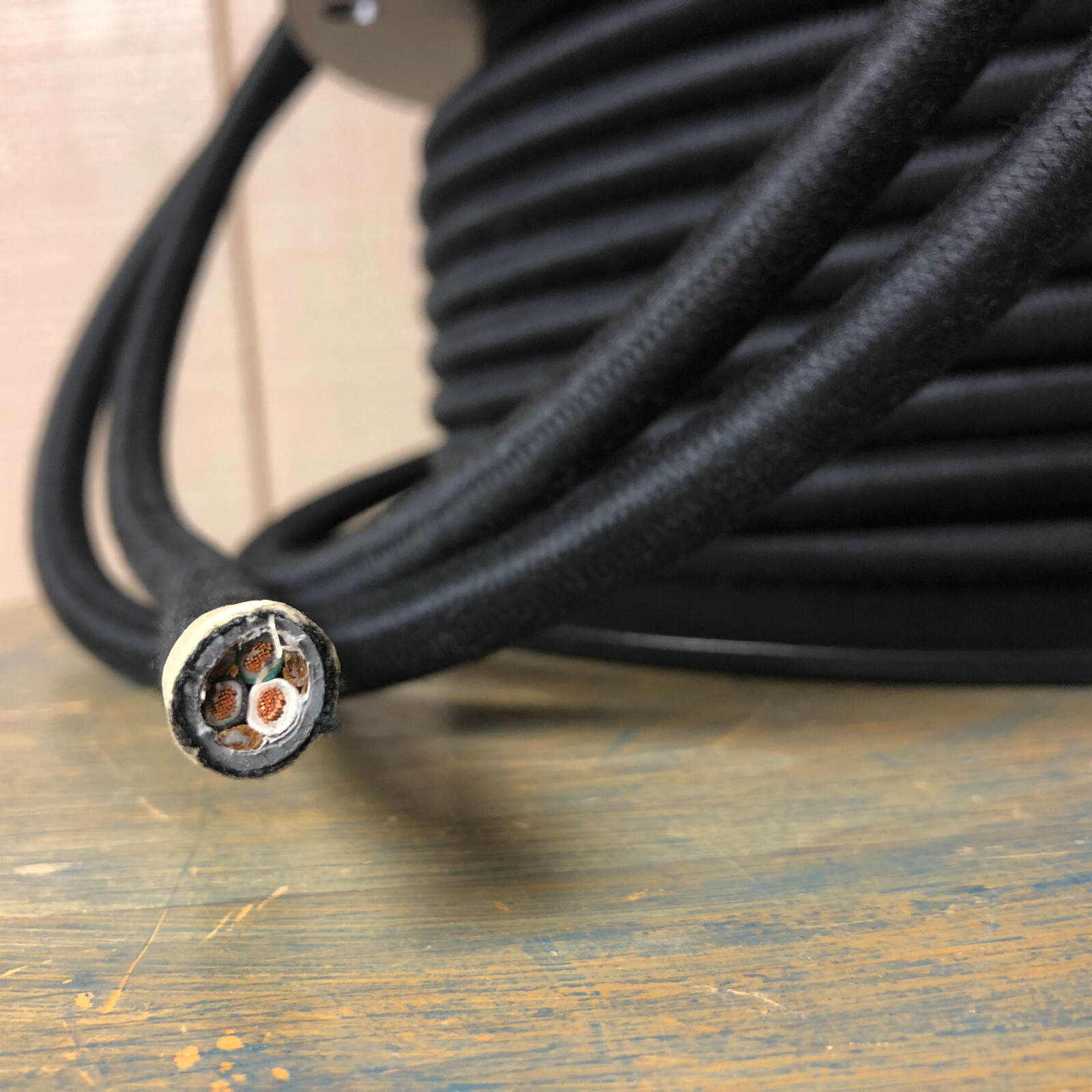 14 Gauge Cloth Covered 3-Wire Cord, Black Color- Electrical Power Cable Per Foot