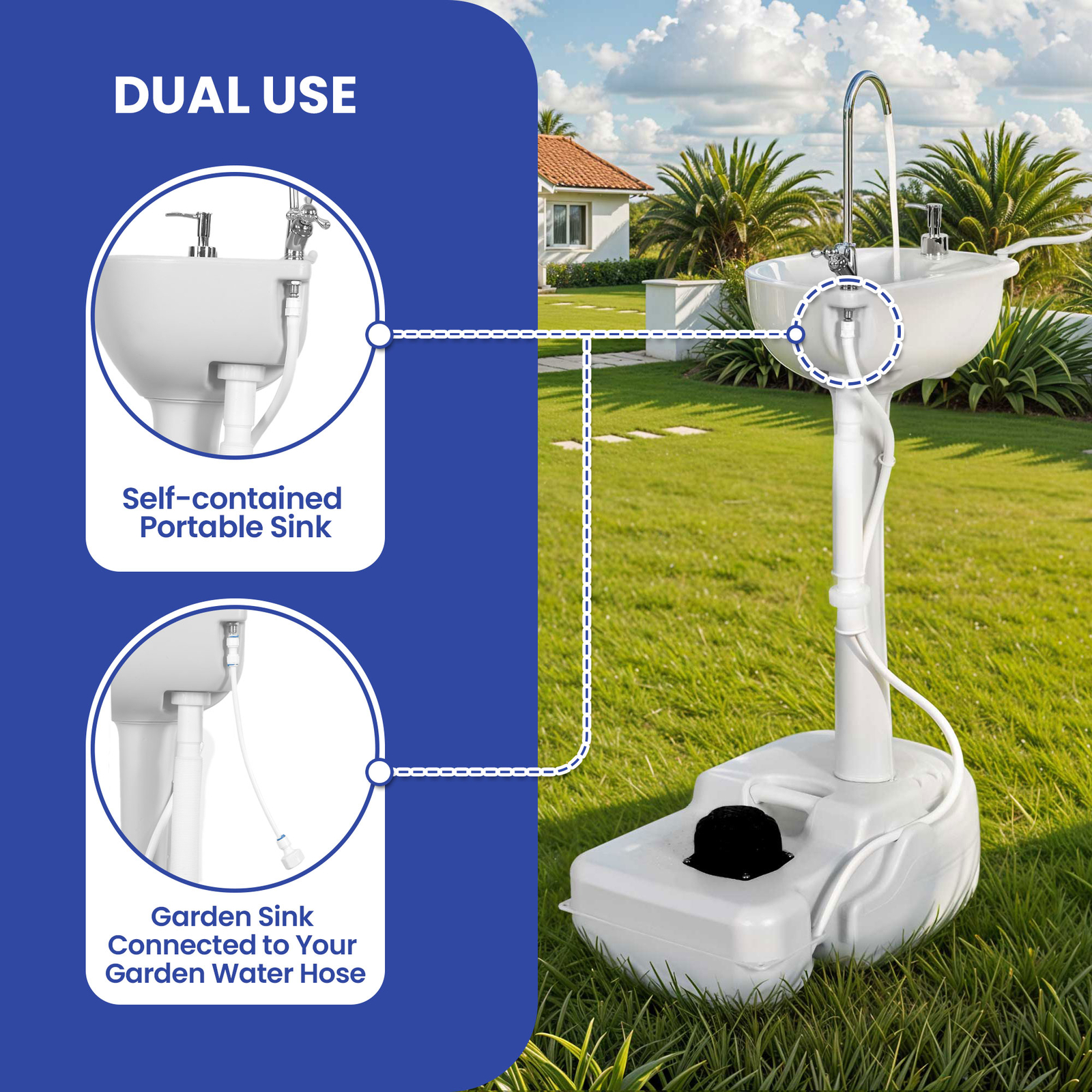 4.5 Gallon Portable Hand Wash Sink 17L Water Tank Outdoor Stand Camping Travel