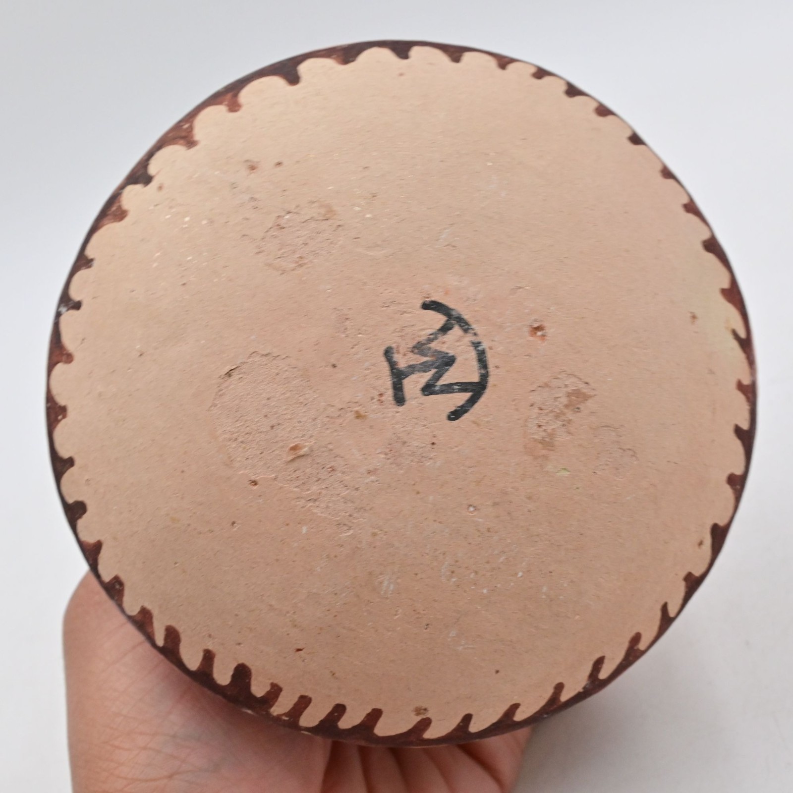 Olla Jar Vase with Stepped and Spiral Designs Native American Pottery