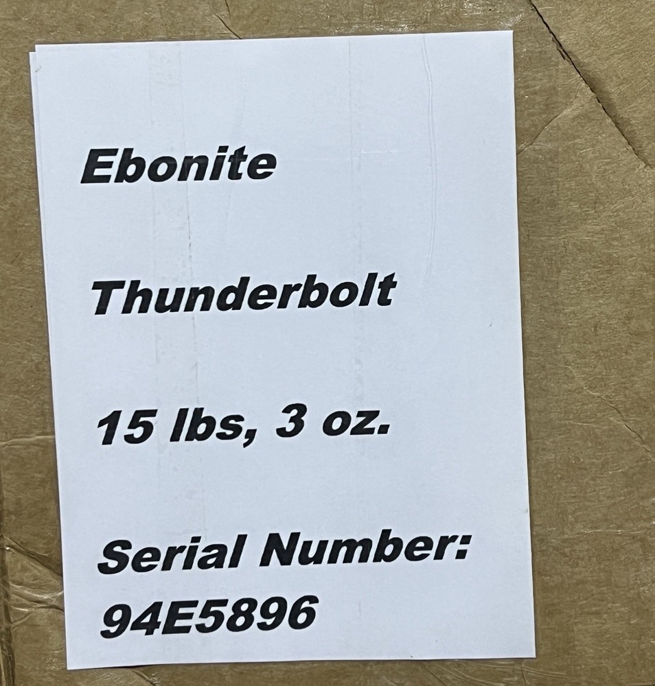 Ebonite Thunderbolt 15 lb Bowling Ball New without Original Box