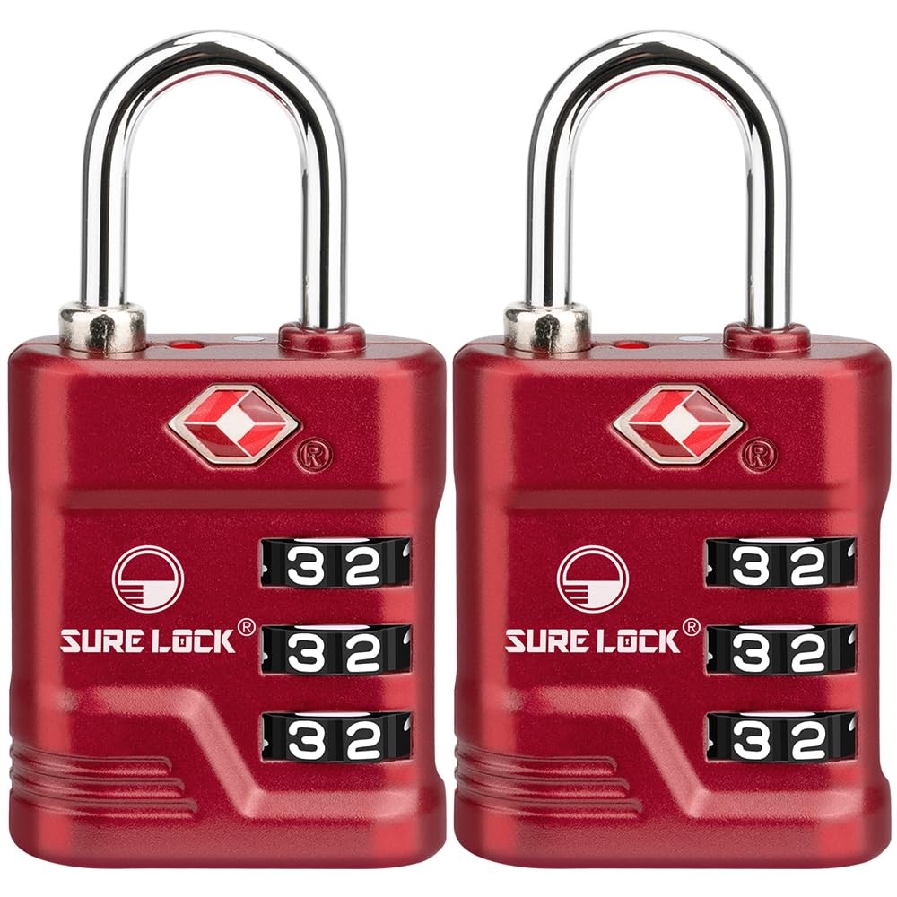 TSA Approved Luggage Lock – 3-Digit Resettable Combination Padlock with Open ...
