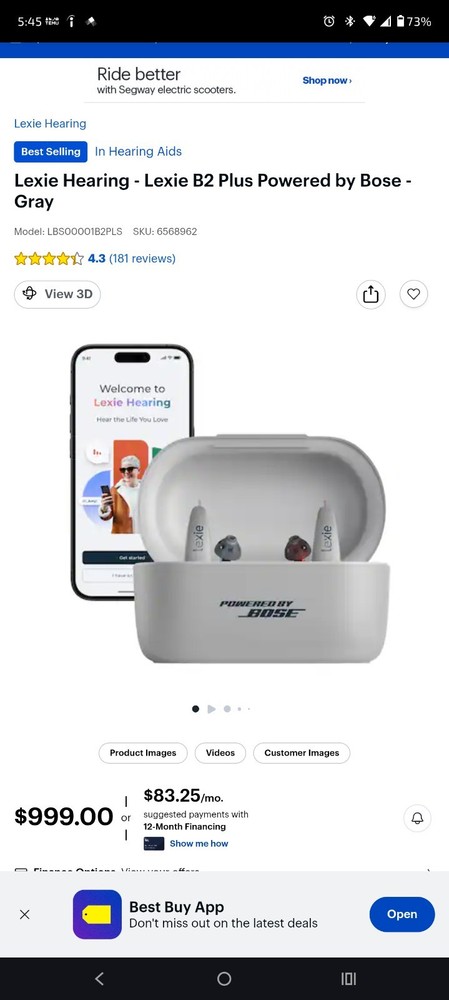Ceretone Beacon OTC Hearing Aid Bluetooth Enabled with App Control CR-DW5A