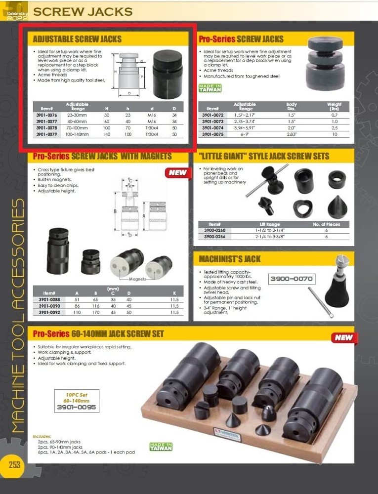 Adjustable Screw Jacks Various Ranges Heavy Duty Height Leveling 3901-0076