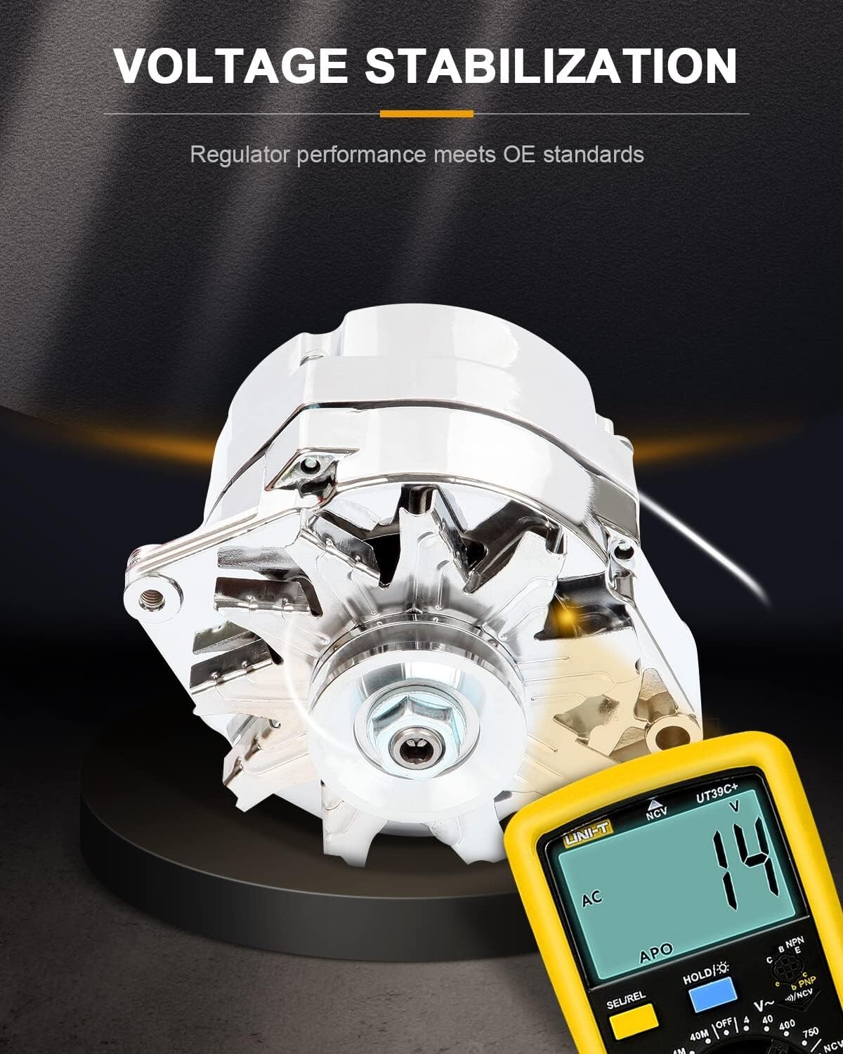 Alternator 120Amp Chrome 1 Wire Self Exciting Street Rod for GM 305 350 BBC SBC