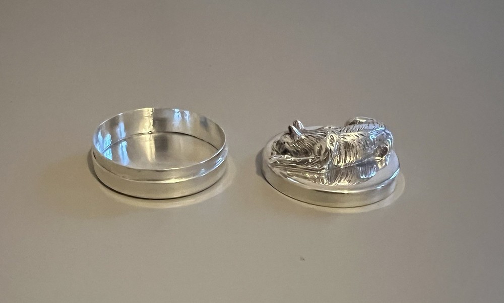 Solid Silver Scottie Dog Pill Snuff Box