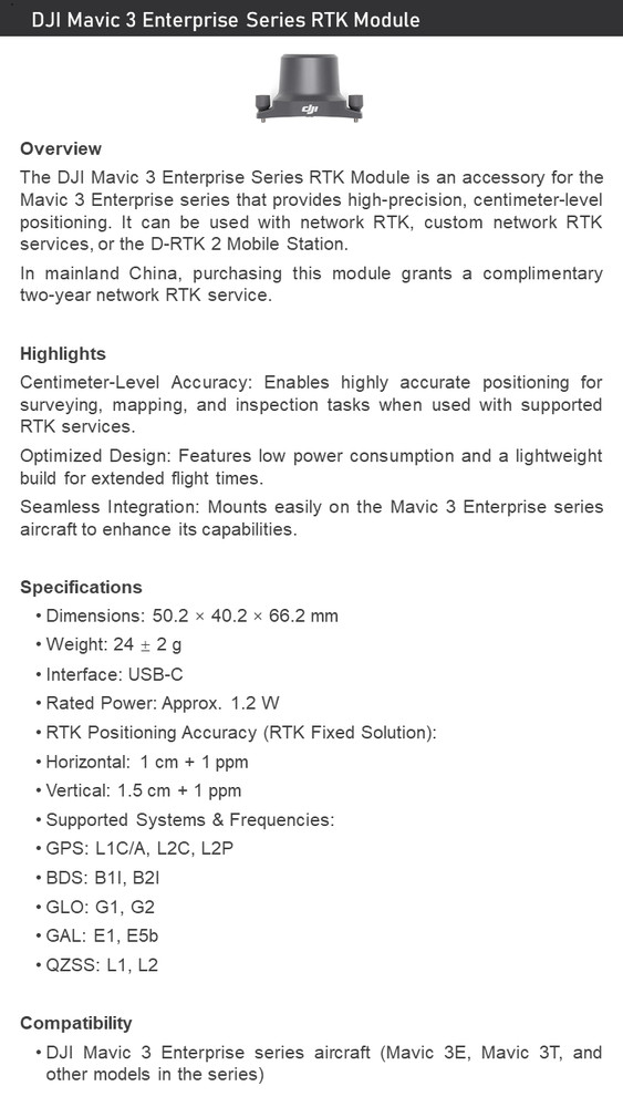 DJI Mavic 3 Enterprise Series RTK Module