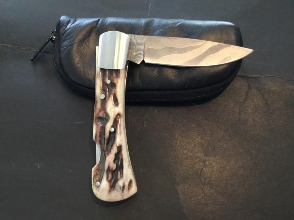 Custom Tommy Lee Premium Stag Lockback, Folder Folding Knife