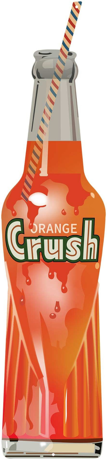 ORANGE CRUSH BOTTLE WITH STRAW 26" HEAVY DUTY USA MADE METAL CLEAN SODA ADV SIGN