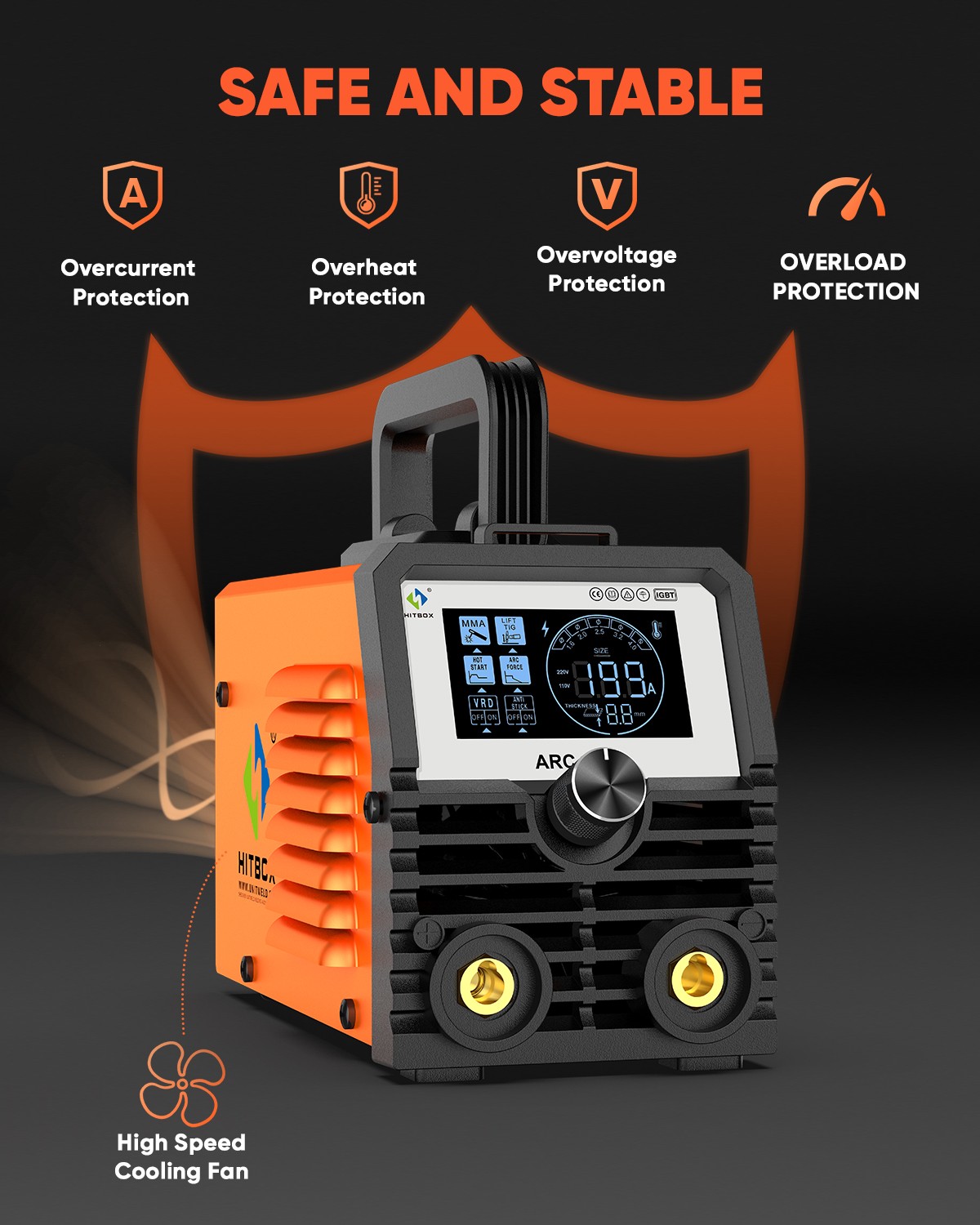 HITBOX 200A Stick Welder 110V ARC MMA Lift TIG 2-in-1 Welding Machine Houeshold