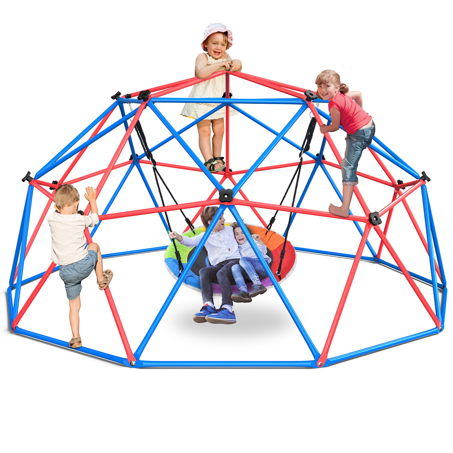 Climbing Dome Swing Set 10ft Jungle Gym Monkey Bars 800lbs for Kids Outdoor Play