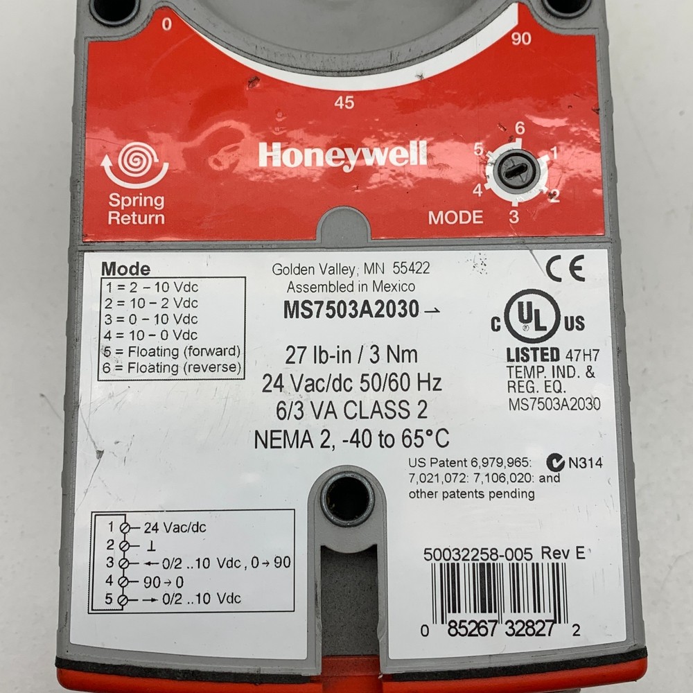 Honeywell MS7503A2030 Direct Coupled Spring Return Actuator Floating/Modulating