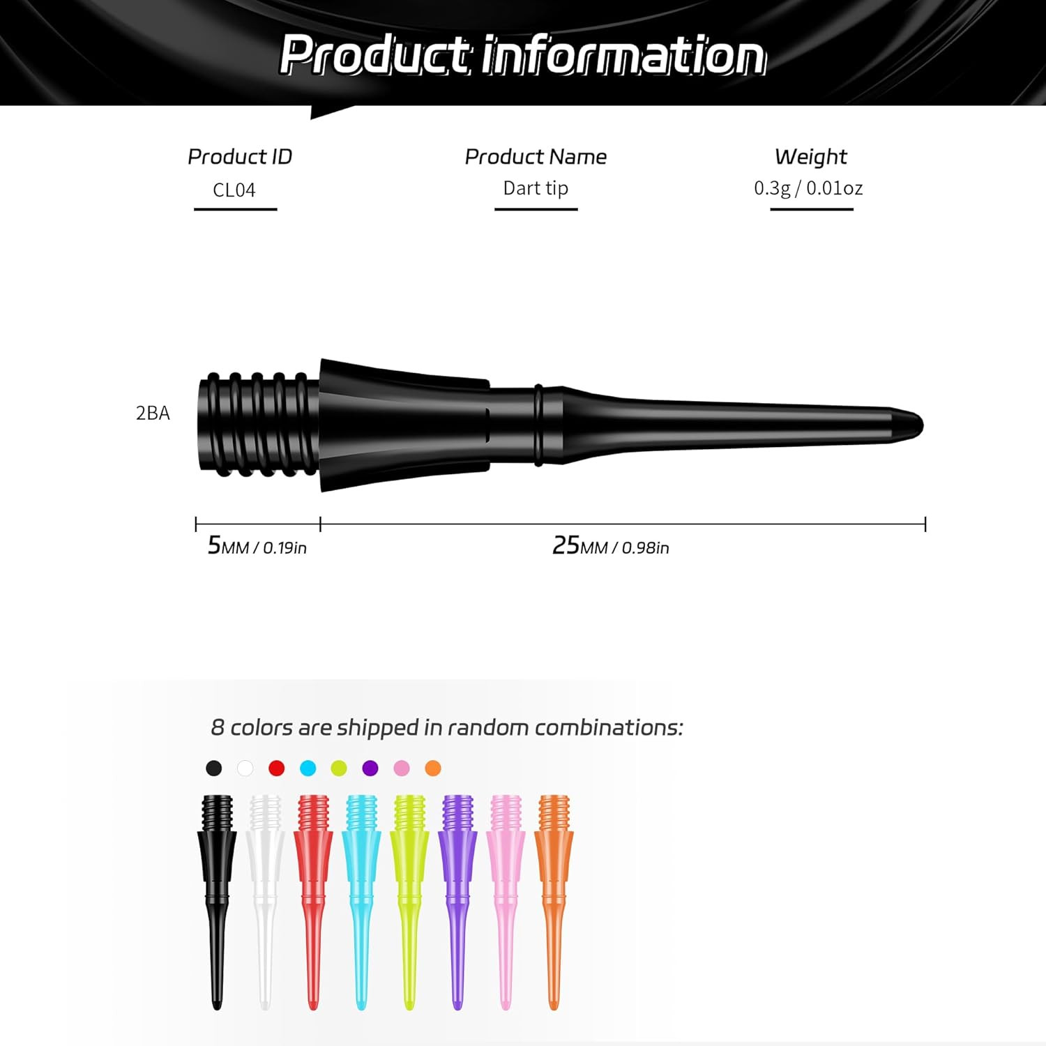 2BA Thread Soft Tip Dart Points - Plastic Dart Tips - 1000 Pack Premium Replacem