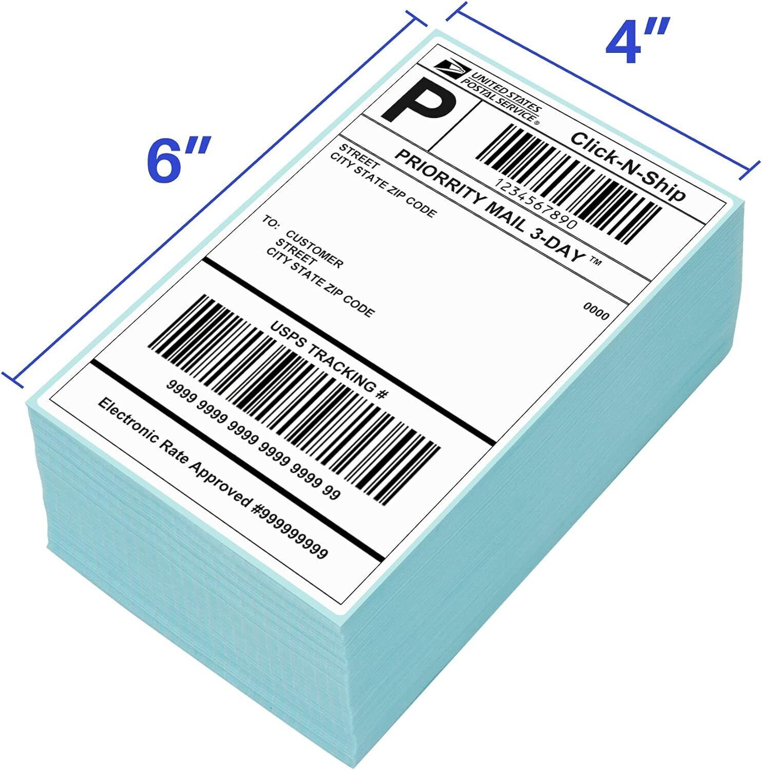 500/1000 4"x6" Fanfold Direct Thermal Shipping Labels for Zebra & Rollo Printers