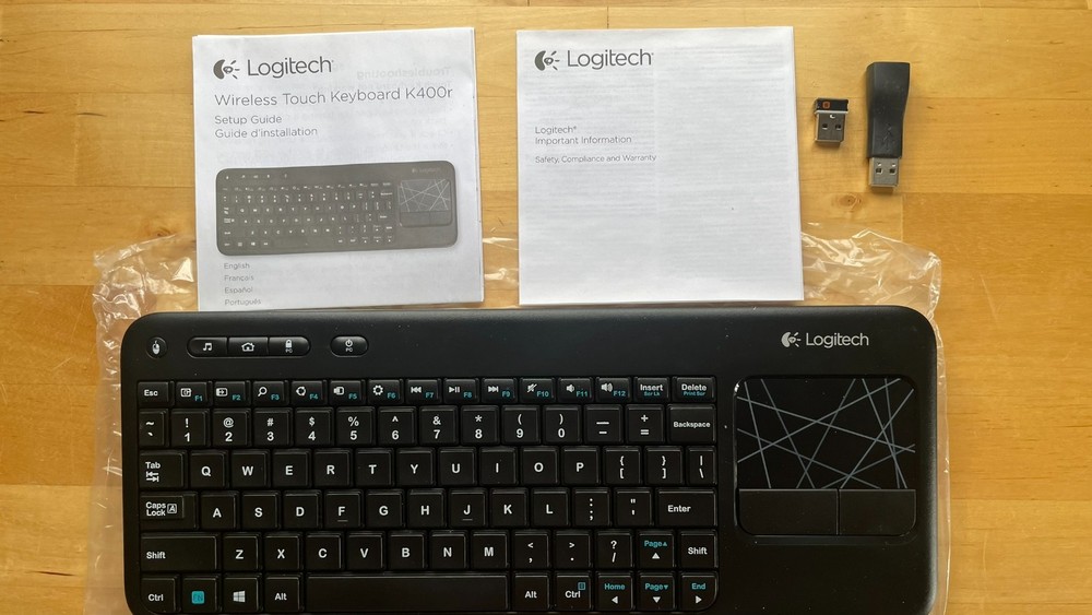 Logitech K400r Wireless Keyboard Built-In Multi-Touch Touchpad w/ Dongle