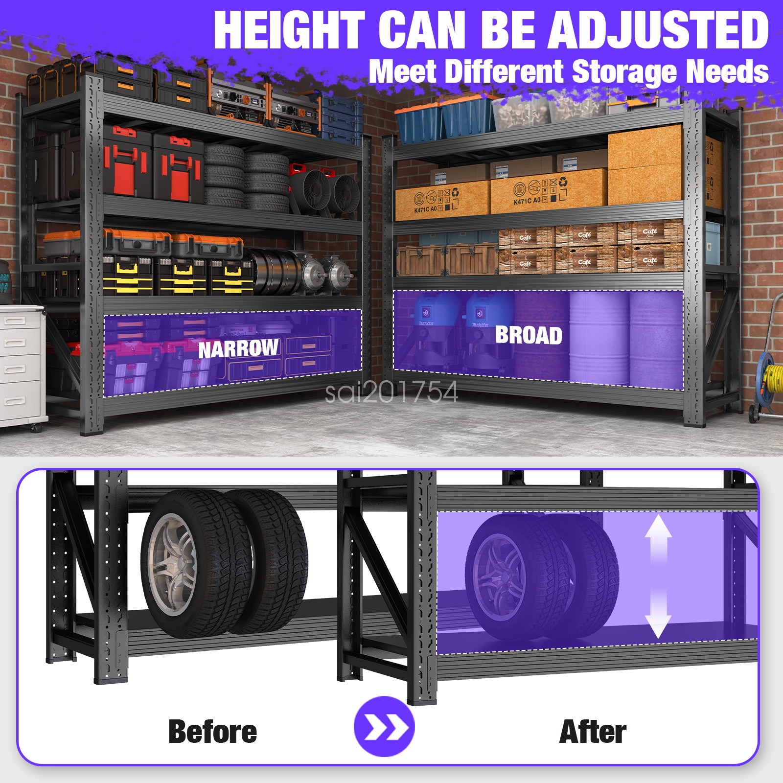 Garage Shelving Heavy Duty 6000 lbs 4 Tier Storage Shelves Metal Organizer Rack