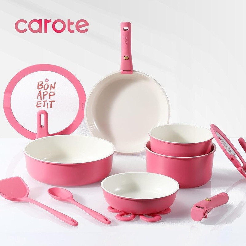 Nonstick Cookware Set Removable Handle Induction Compatible 18 Piece Set New