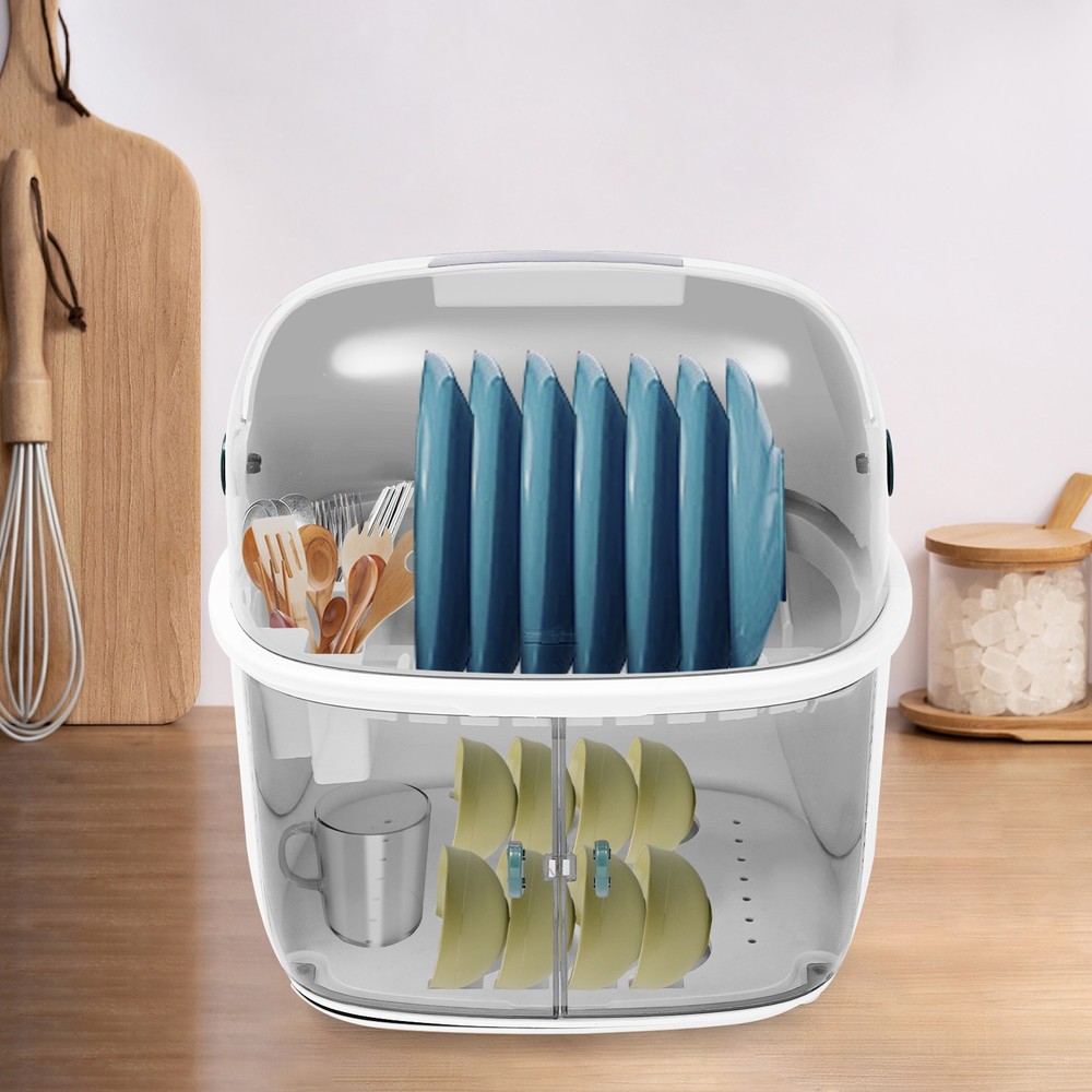 2 Tier Kitchen Dish Drying Rack Plastic Drying Rack 2-tier Dish Drying Rack
