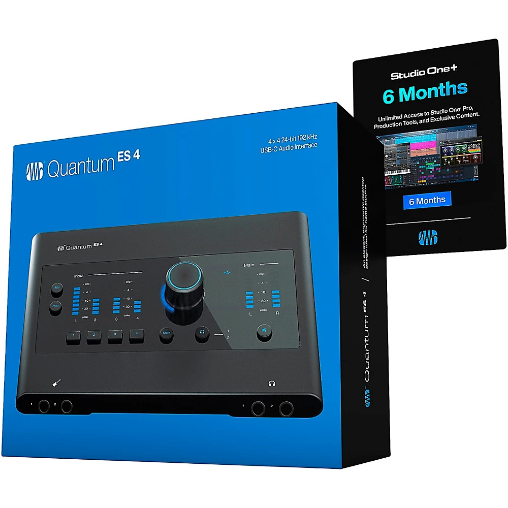 PreSonus Quantum ES4 Interface w/Eris 2nd Gen Studio5 Pair, Cables & Stands