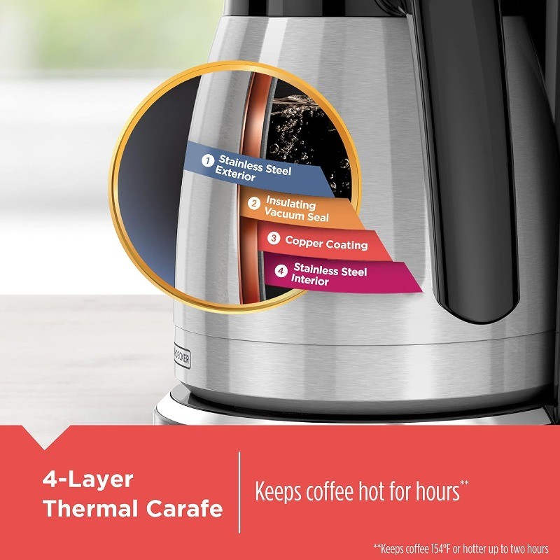 12Cup Thermal Programmable Coffee Maker with Brew Strength and VORTEX Technology