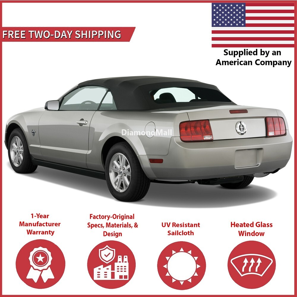 Convertible Soft Top 2005-2014 Ford Mustang w/DOT Heated Glass Window Sailcloth
