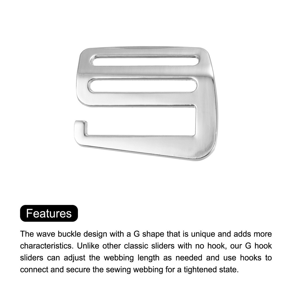1.5" Webbing Release G Hook Buckle Adjusters for Backpack Strap, 4Pcs Silver