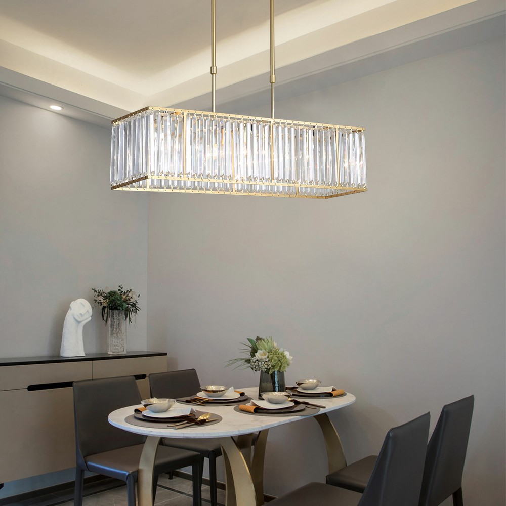 Modern Rectangular Crystal Chandeliers Pendant Ceiling Light for Dining Room HOT
