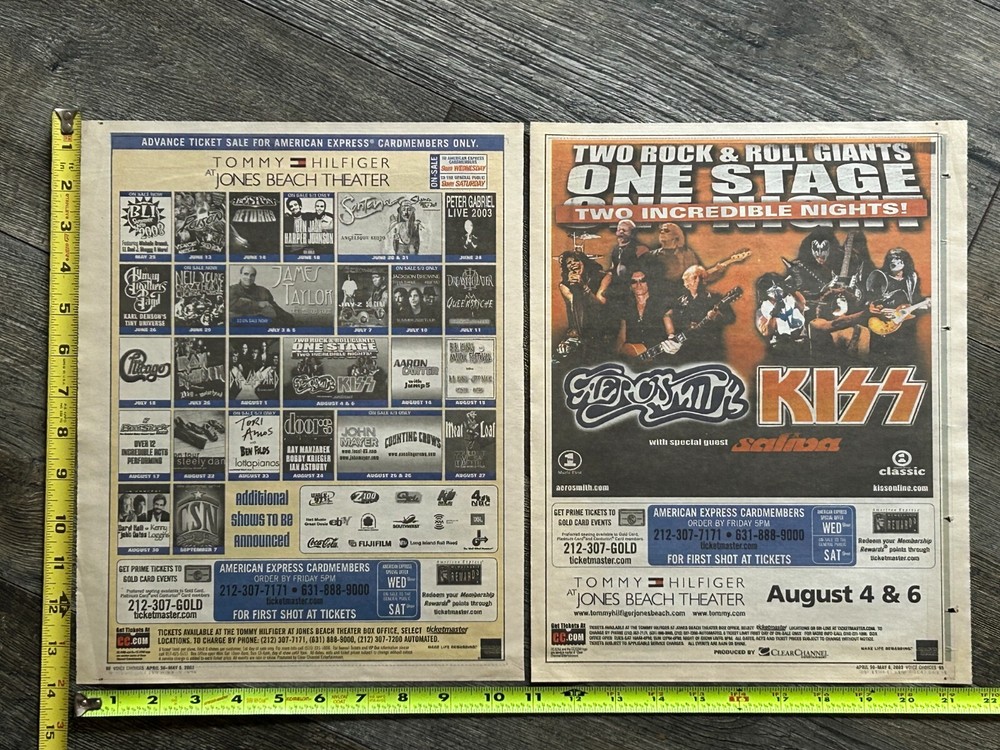 KISS Aerosmith Concert Ad Tour Jones Beach NY Aug 4 6 2003 Lot Vintage Kiss