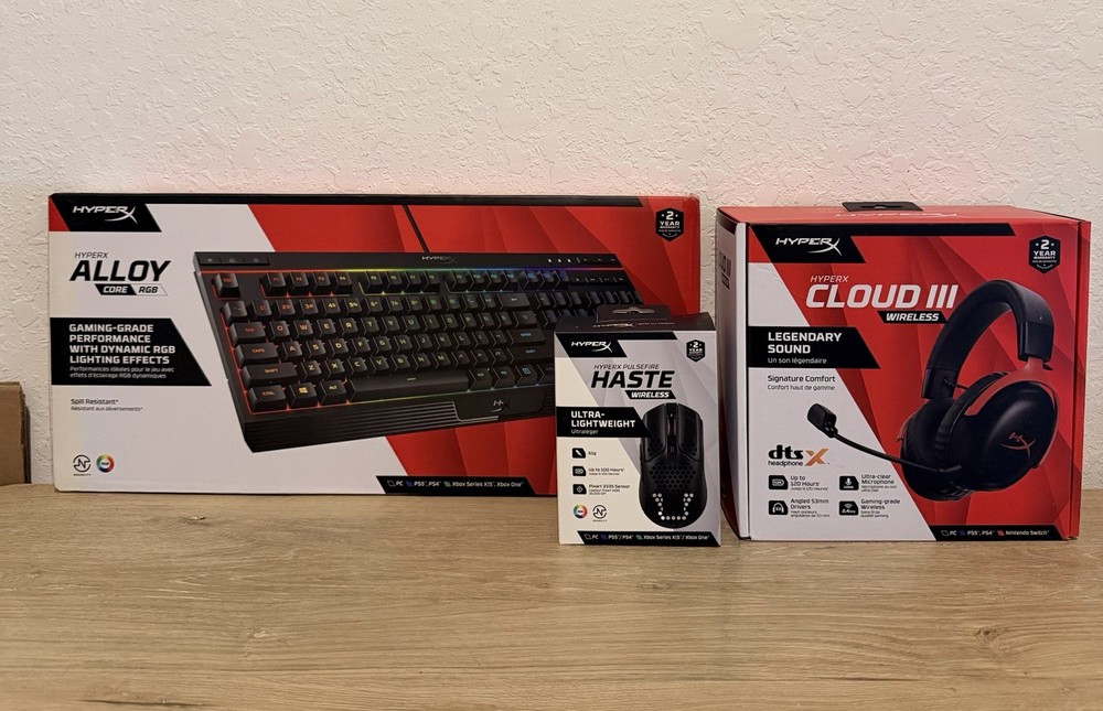 HP Hyper X Gaming Bundle Cloud 3 Mic, Haste Wireless Mouse, Alloy Core Keyboard