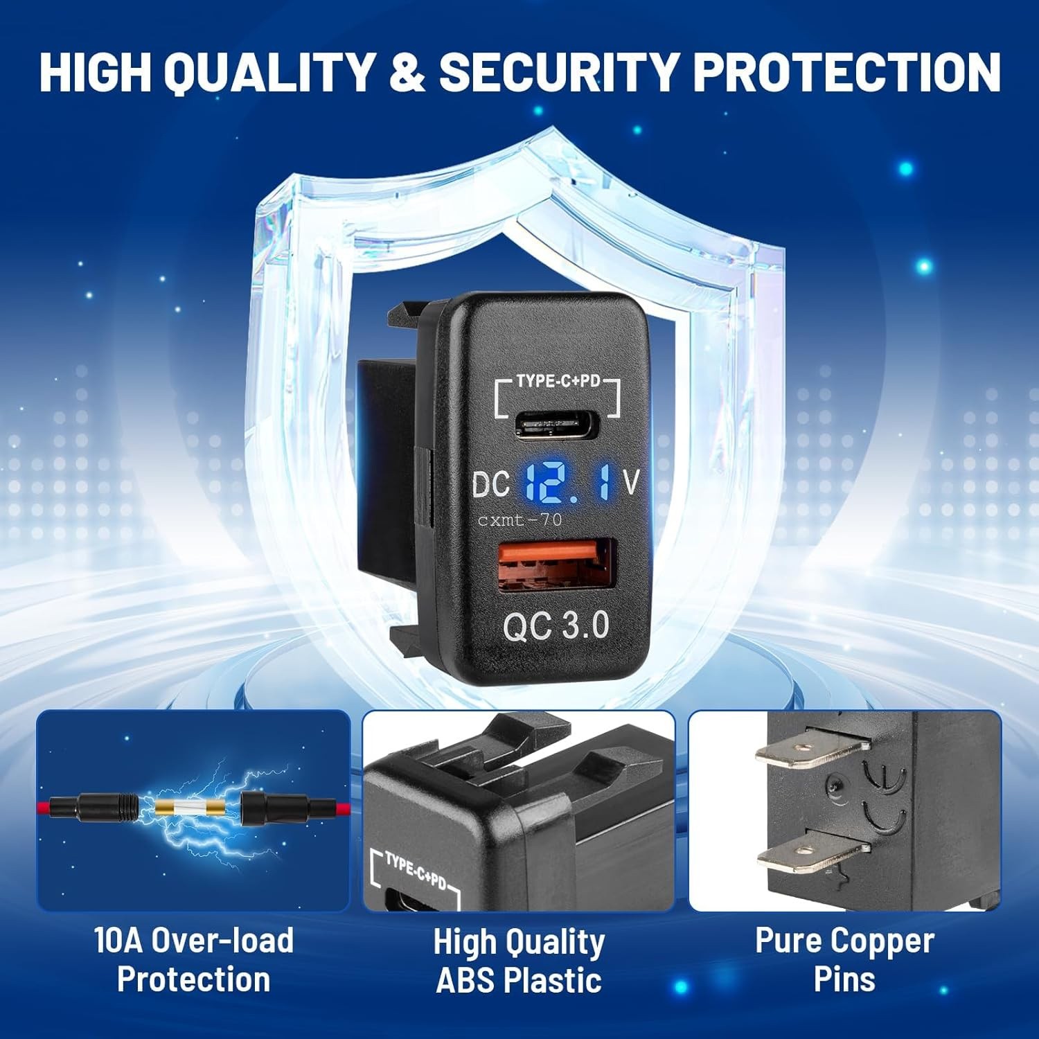 For Toyota 4Runner 2003-2009 USB C Car Charger Socket Dual Port PD3.0 QC3.0