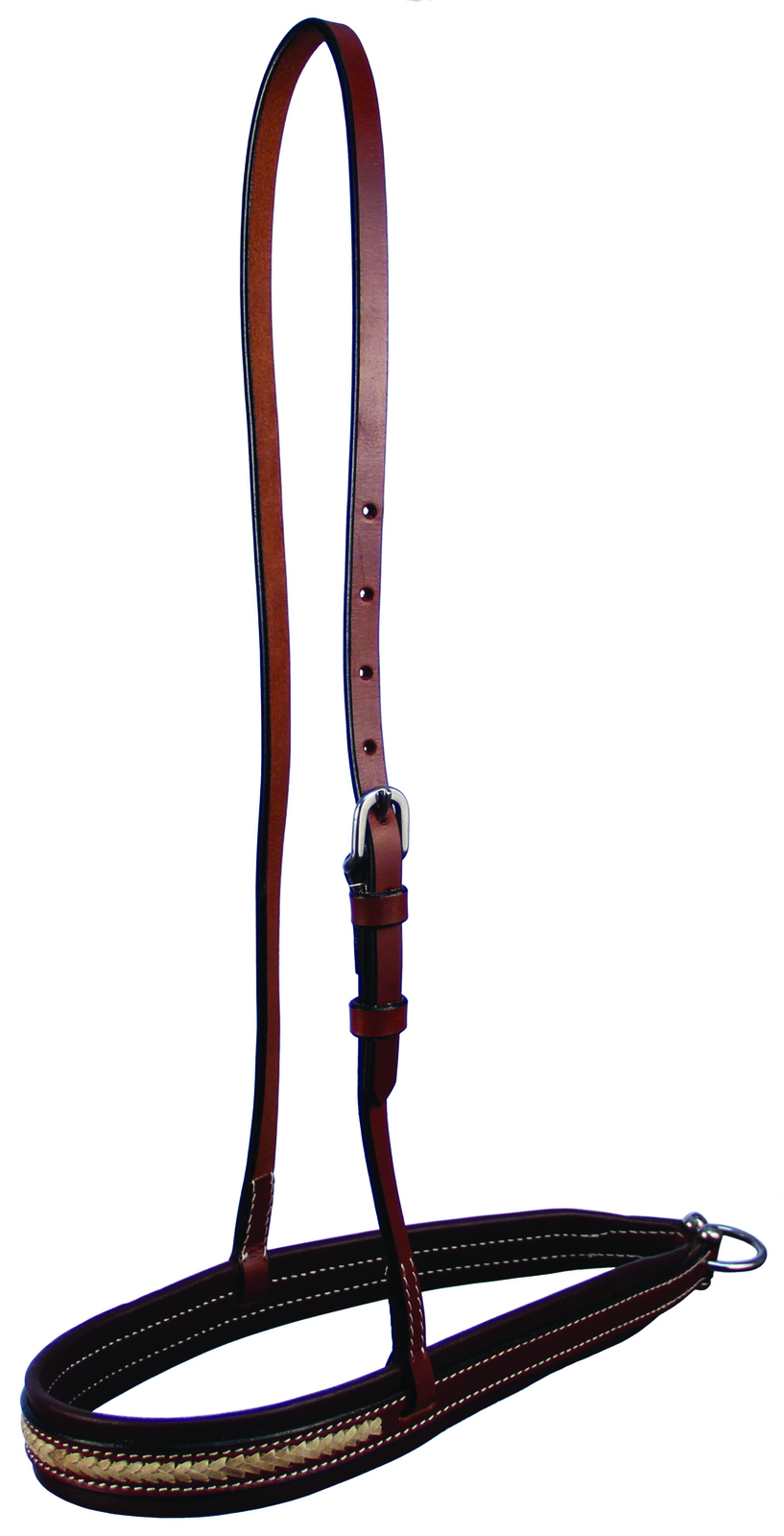 Buffalo Leather Chestnut Leather Noseband with Rawhide Lacing