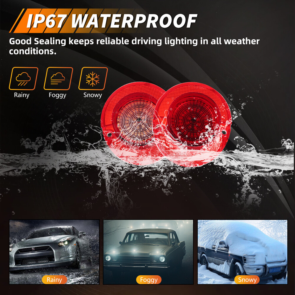 6X Red LED Rear Tail Light Lenses & White LED Backup Lamps For 1964 Chevy Impala