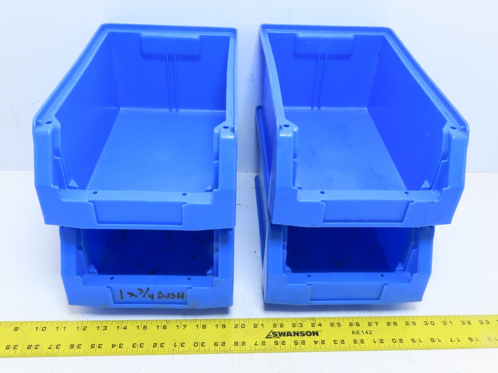 QTY 4 SSI SCHAEFER LF 322 GZW BLUE STACKABLE PLASTIC STORAGE CONTAINER BIN