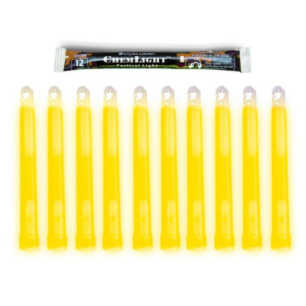 Cyalume 6" Tactical ChemLight - YELLOW, 12 Hour (10-Pack)