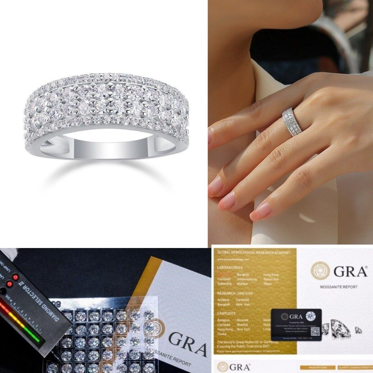 Wedding Band Ring 925 Sterling Silver Great Gift for Women REAL VVS1 Moissanite