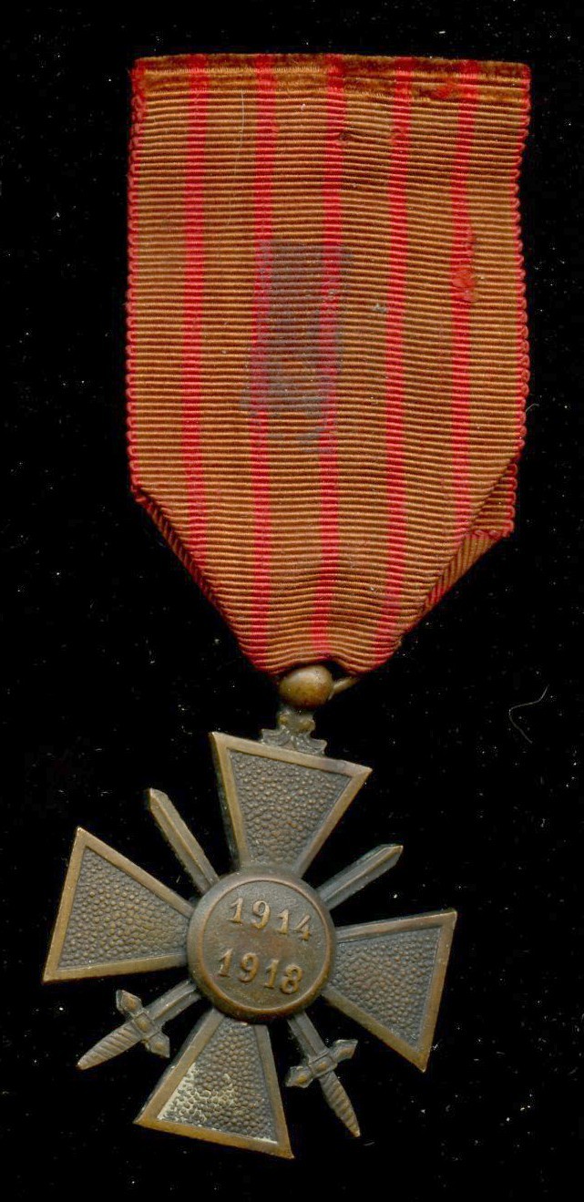 WWI WW1 French FRANCE Croix de Guerre w/ Star 1914-1918 American Awarded Medal