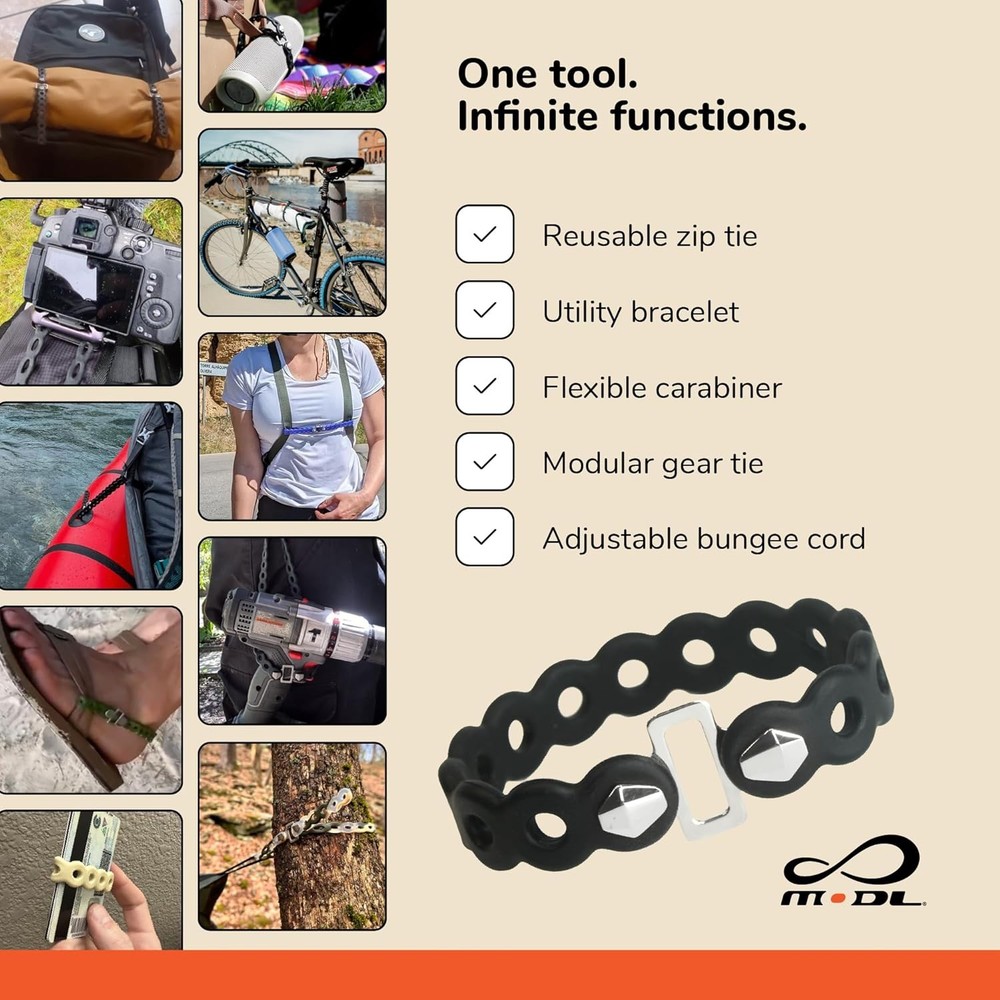 Infinity Tool™ 2.0 Modular Straps 4-Pack Flexible Multi-Tool Gear Strap Wearable