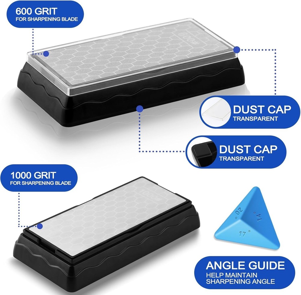 Double-Sided Diamond Whetstone with Storage & Angle Guide