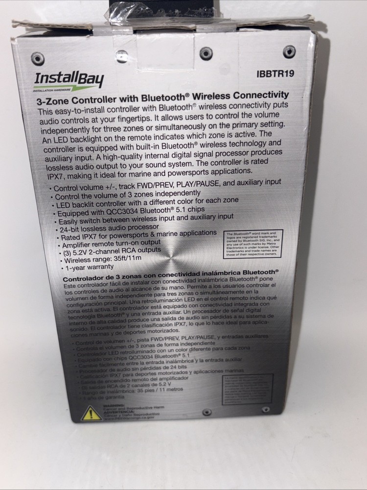 INSTALL BAY 3-Zone AUDIO Controller with Bluetooth Wireless Technology IBBTR19