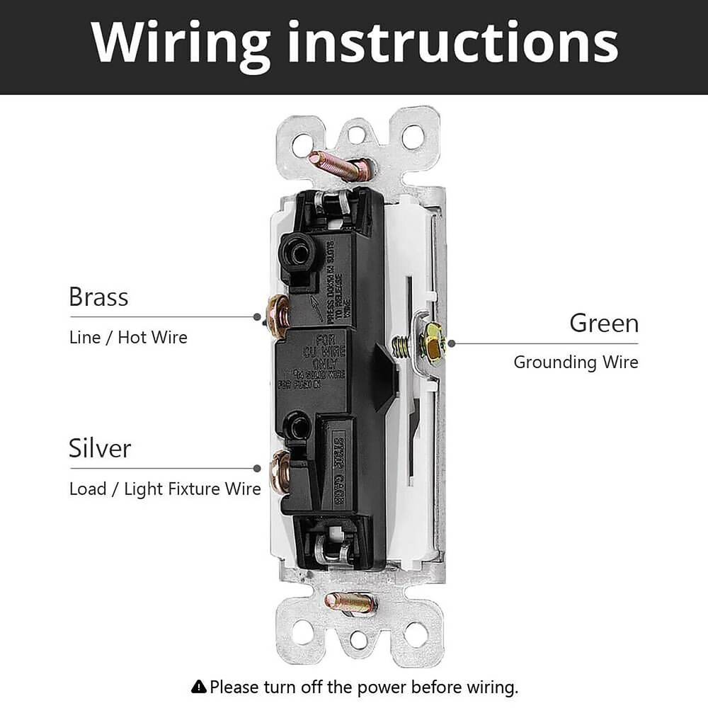 Wall Light Switch 15Amp 120/277 Volt Rocker Paddle Single Pole UL Listed 100Pack