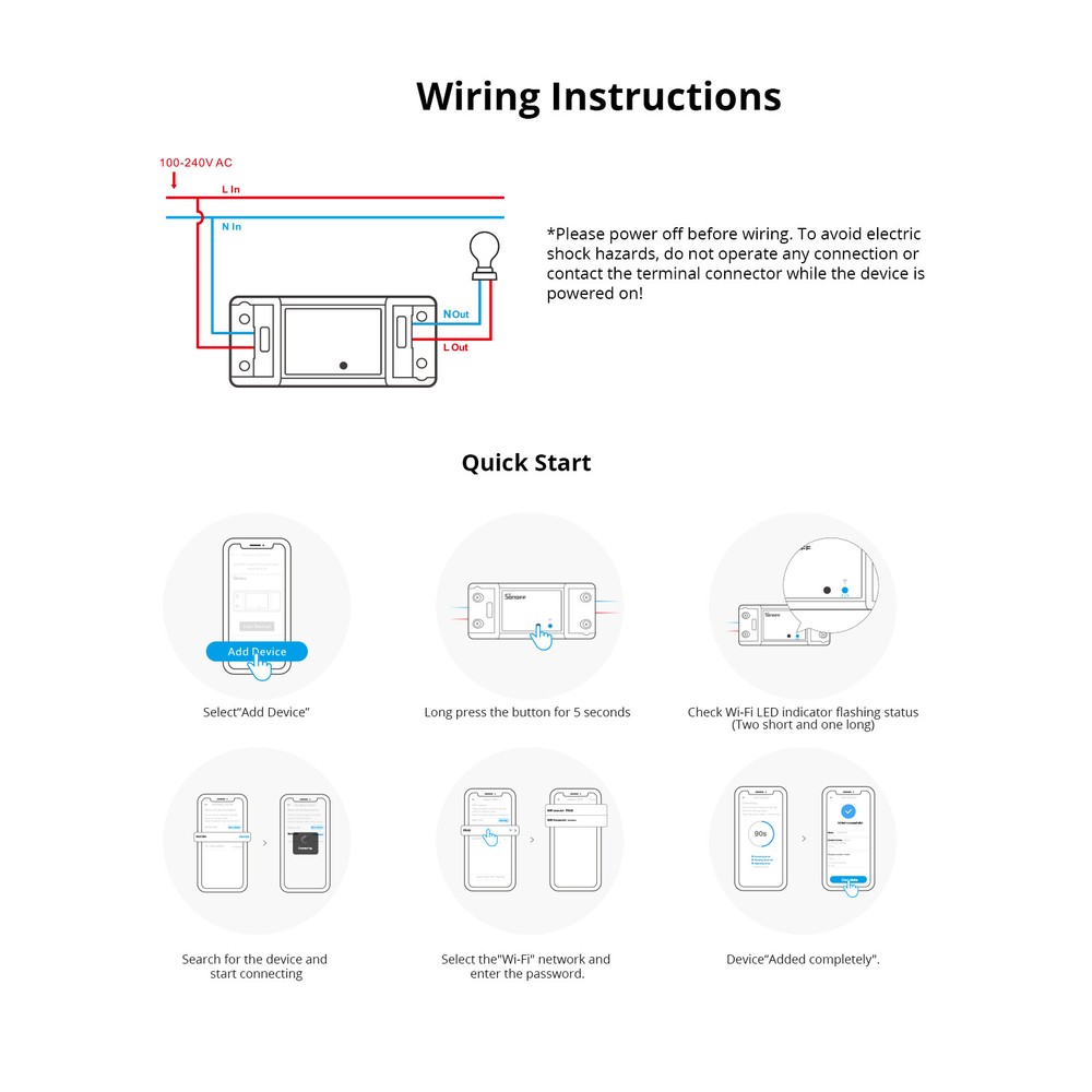 3Packs SONOFF Basic R4 WiFi Smart Light Switch 10A DIY Module 2400W App Control